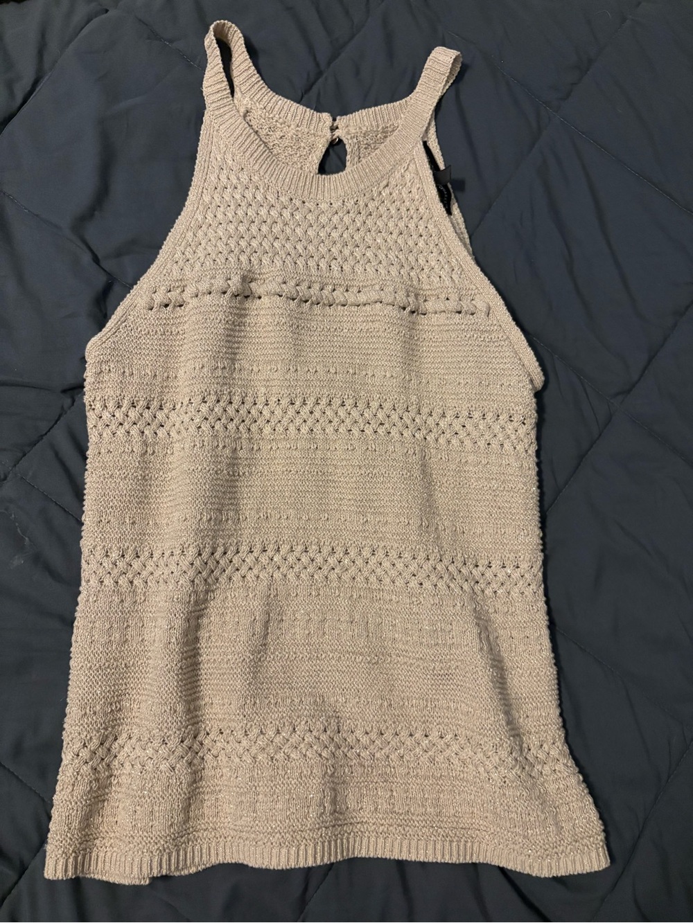 White House Black Market Beige Crochet Tank Top